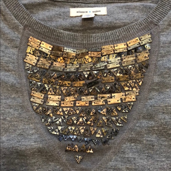 Silence + Noise Top | Gray w/ antique gold beading - Picture 2 of 4